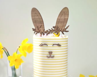 Happy Some Bunny Is One With Flower Crown Cake Topper, Easter Cake Topper, Birthday Cakes, Christening Cake topper,