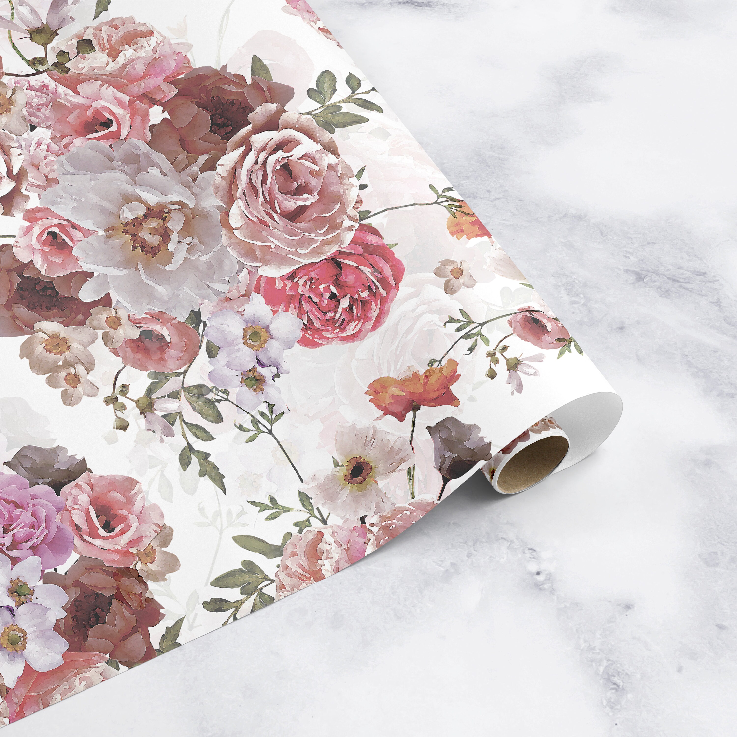 Wrapping Paper Beautiful floral Secret Garden Flower White Etsy