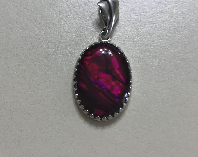 Hand Made .925 Sterling Bail, Gallery Bezel Burgundy Paua Shell