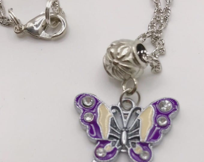 Butterfly Pendant Silver Pendant Silver colored Chain Necklace