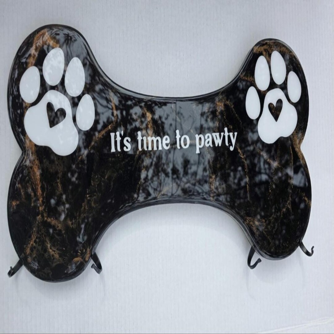 Epoxy Resin Dog Leash Rack | Bone Shape Pet Holder | Paw Print Wall ...