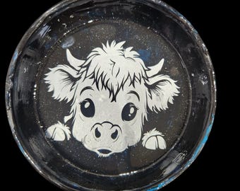 Highland Cow Resin Trinket Dish – Cute Farm Animal Jewelry Holder, Rustic Cow Decor, Country Gift for Cow Lovers