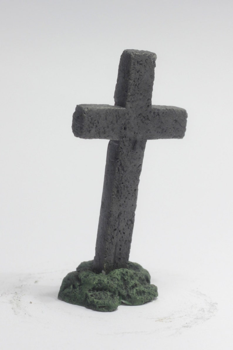 two miniature gravestones, models simple cross and gothic cross image 2