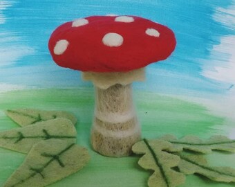 Mushroom - needle felted 100% wool