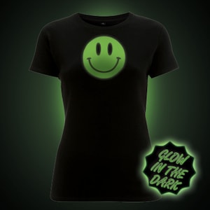 Glow in the dark t-shirt. Smiley Face (Women&#39;s Fitted)