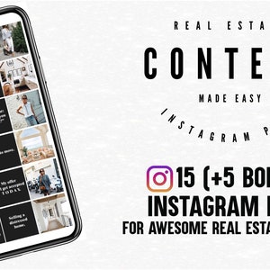 REAL ESTATE MARKETING, 15 (+5 Bonus) Instagram Post, for Real Estate Agents Who Want to Stand Out