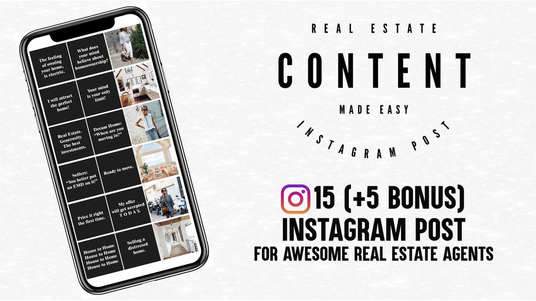 REAL ESTATE MARKETING, 15 (+5 Bonus) Instagram Post, for Real Estate ...