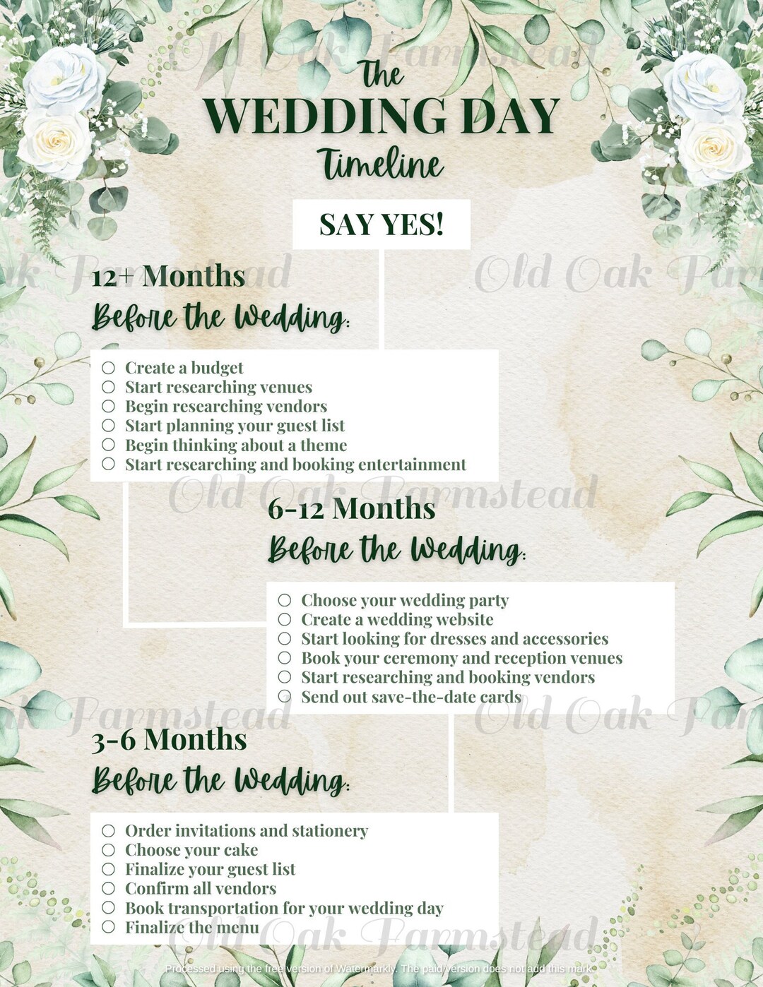 Wedding Timeline Checklist - Etsy