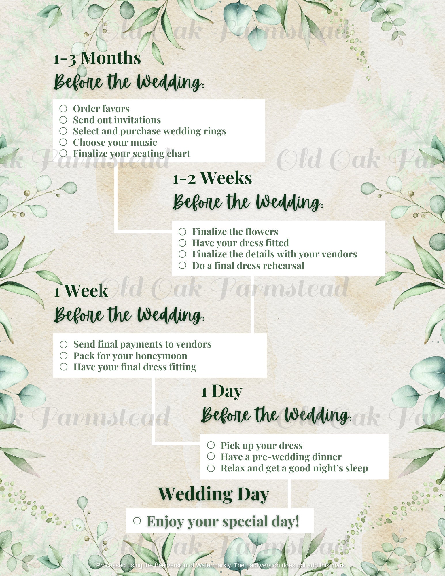 Wedding Timeline Checklist - Etsy