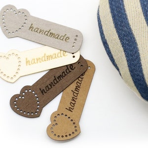 VEGAN Leather Labels HMZ01 "handmade" - Exclusive engraved vegan leather tags