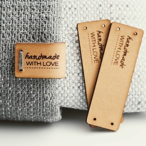 Folding Leather Label Pack - Handmade WITH LOVE - HME - Genuine italian crochet labels and sewing labels