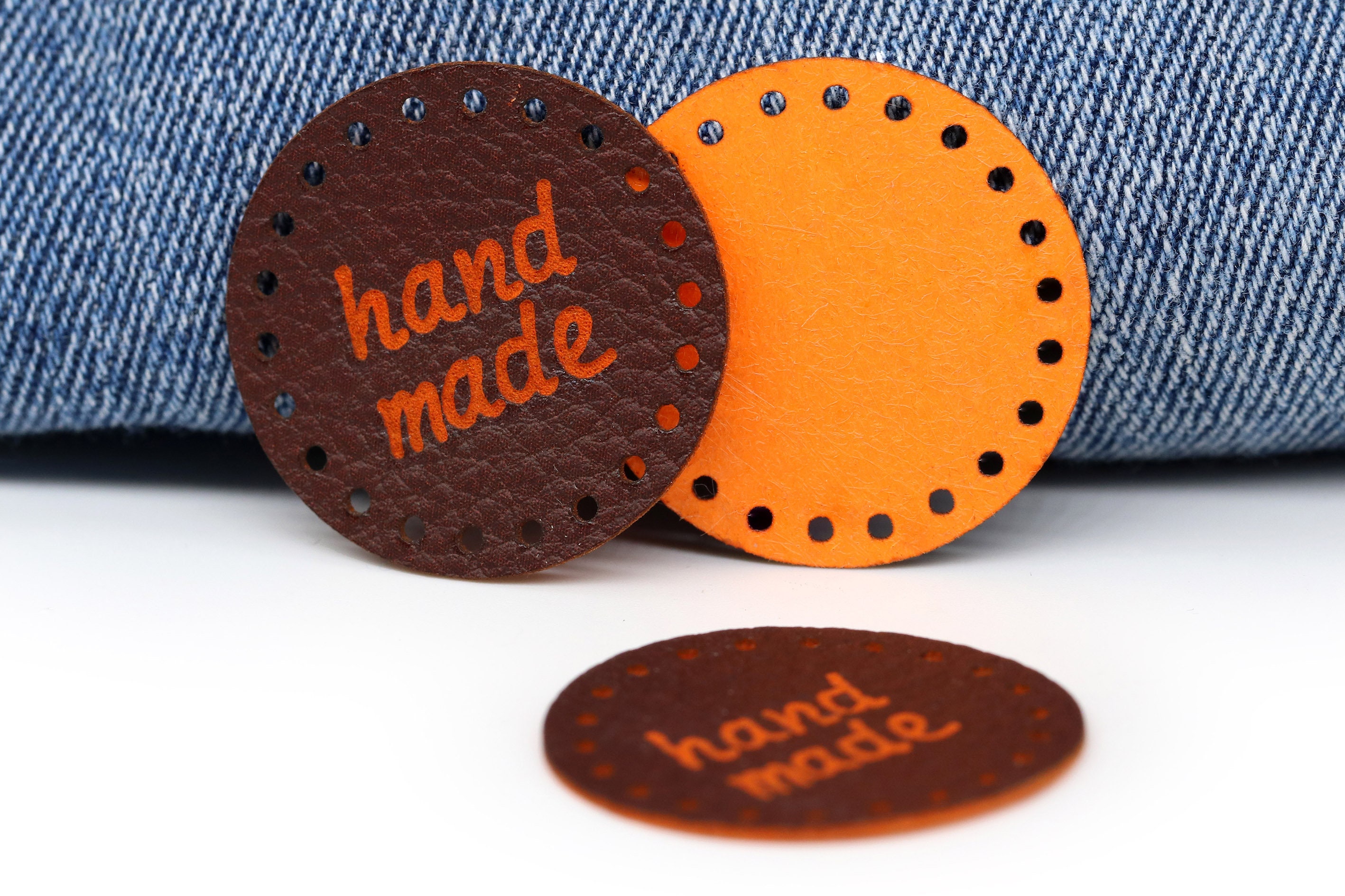 Round Leather Labels For Handmade Items, Custom Clothing Labels