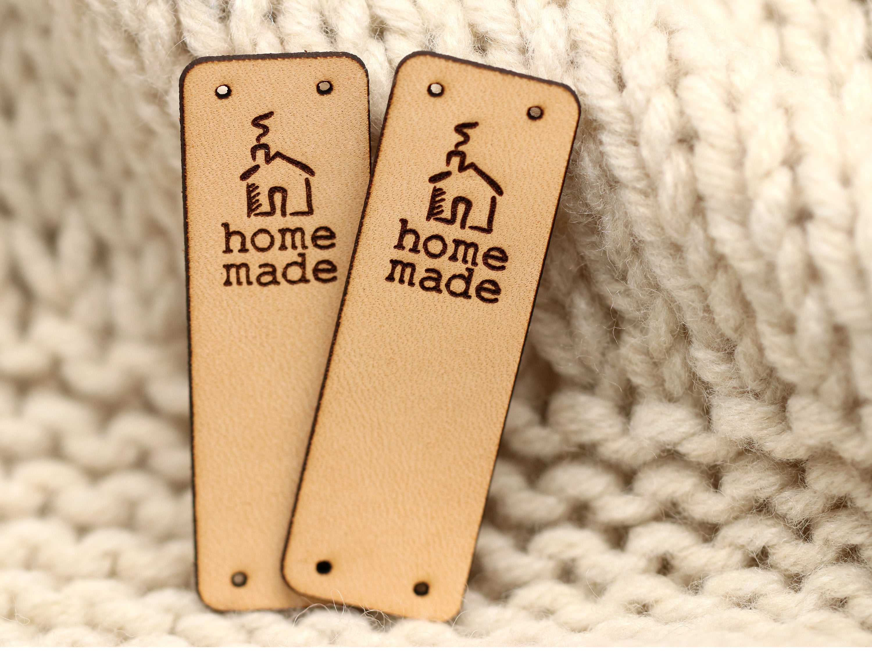 30pcs Personalized logo tags for crochet clothing Handmade Labels for  rivets Customize Center fold knitting craft items label