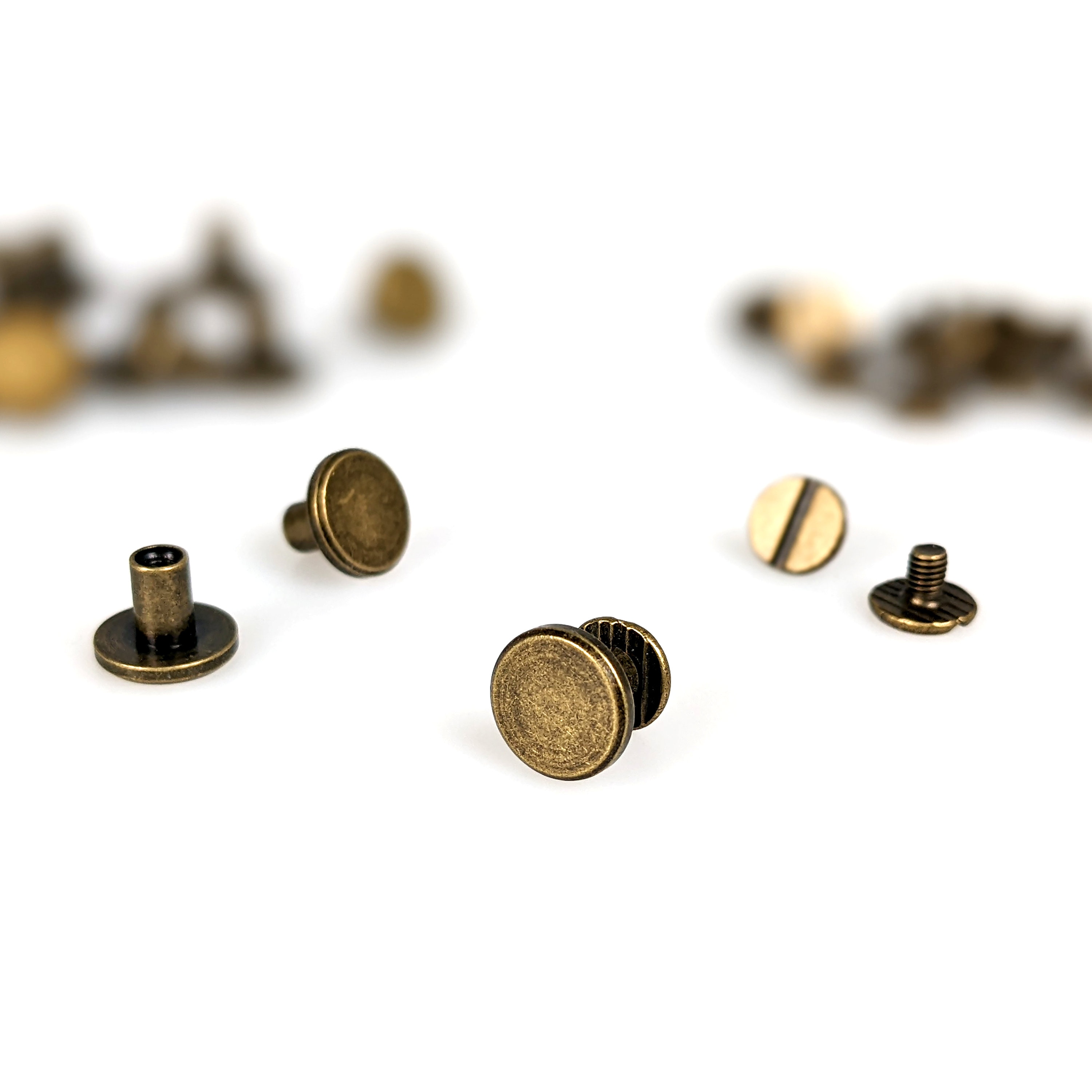 10mm Width Brass Flat Rivets and Studs for Handbags/screwed Studs/ Button  Leatherworking Screws Belt Stud 10 Sets A Pack 