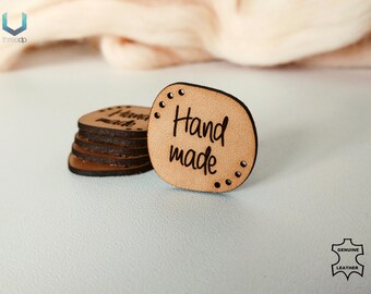Plain Leather Label Pack - Hand made - S2 - Genuine italian crochet labels and sewing labels