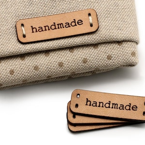 Plain Leather Label Pack - Handmade - C - Genuine italian crochet labels and sewing labels