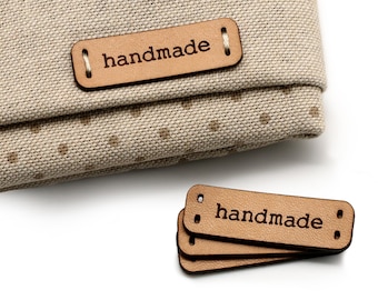 Plain Leather Label Pack - Handmade - C - Genuine italian crochet labels and sewing labels