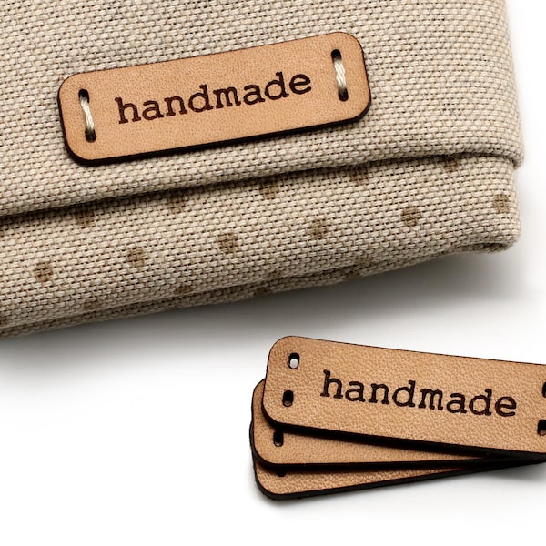 Etichette piane cuoio - Handmade - C - Personalizzabili - Genuine italian crochet leather labels and sewing labels