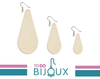 To Do Bijoux (3 sizes avail.) - Forme di legno grezze per orecchini, fornitura di sagome in legno per pendenti.