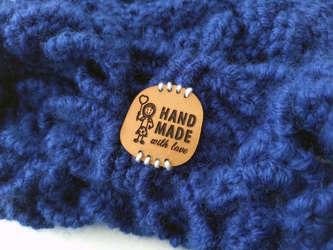 Étiquettes En Cuir Véritable "Hand Knitted With Love" - Lot De 15, Parfait Pour Personnaliser Tes Créations Faites Main !