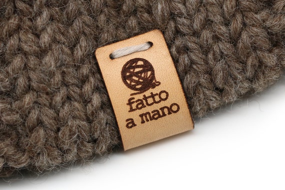 Handmade Leather Labels L fatto a Mano Exclusive Engraved Genuine Italian  Leather Tags 