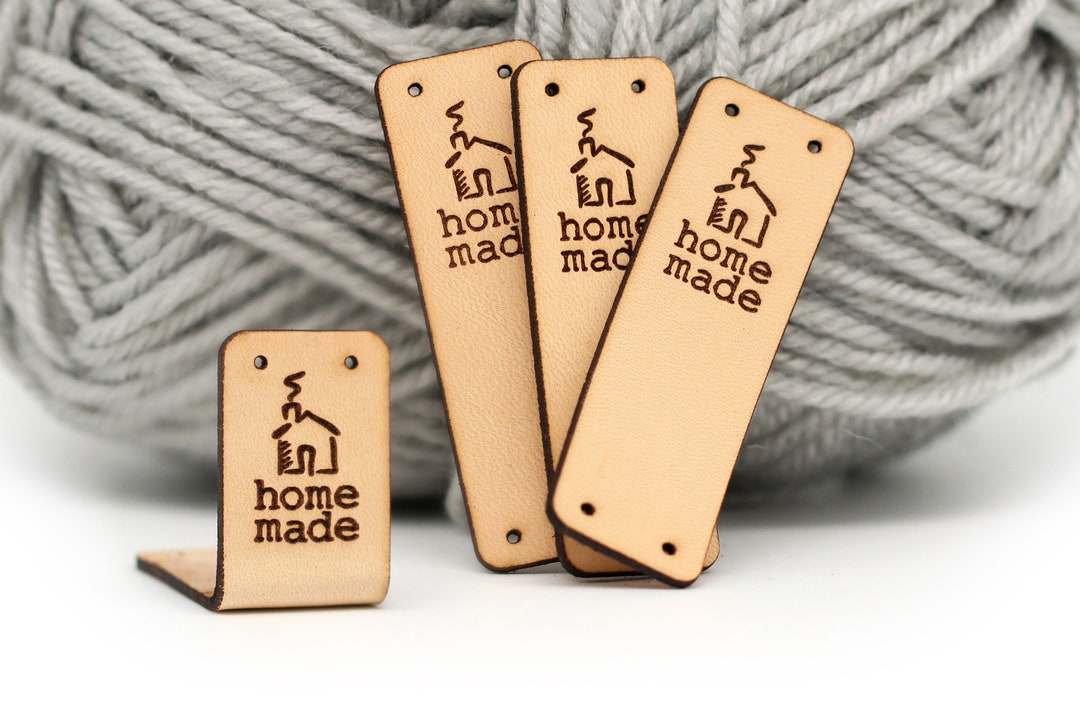 30pcs Custom leather tags with rivets for knitting clothing Handmade labels  personalised logo text Folding crochet