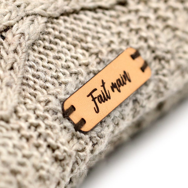 Handmade Leather Labels N "Fait main" - Exclusive engraved genuine italian leather tags