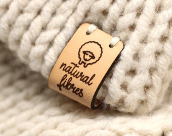 Natural fibres Leather Labels B Sheep - Exclusive engraved genuine italian leather tags