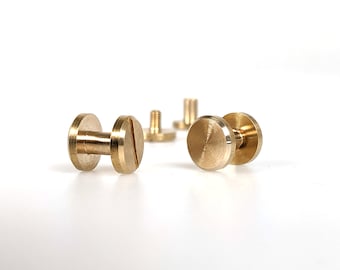 Flat Head Chicago screw rivet Brass, size 10x6 mm - Silver screw rivet Steel - Antique Bronze Screw on Rivets