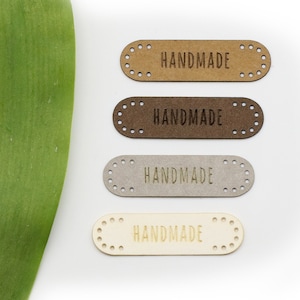 VEGAN Leather Labels HMY01 "handmade" - Exclusive engraved vegan leather tags