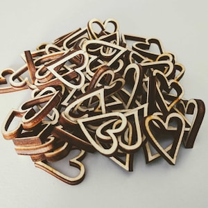 Cuori di legno per decorazioni - 50 pz | Heart B | Tessere mosaico