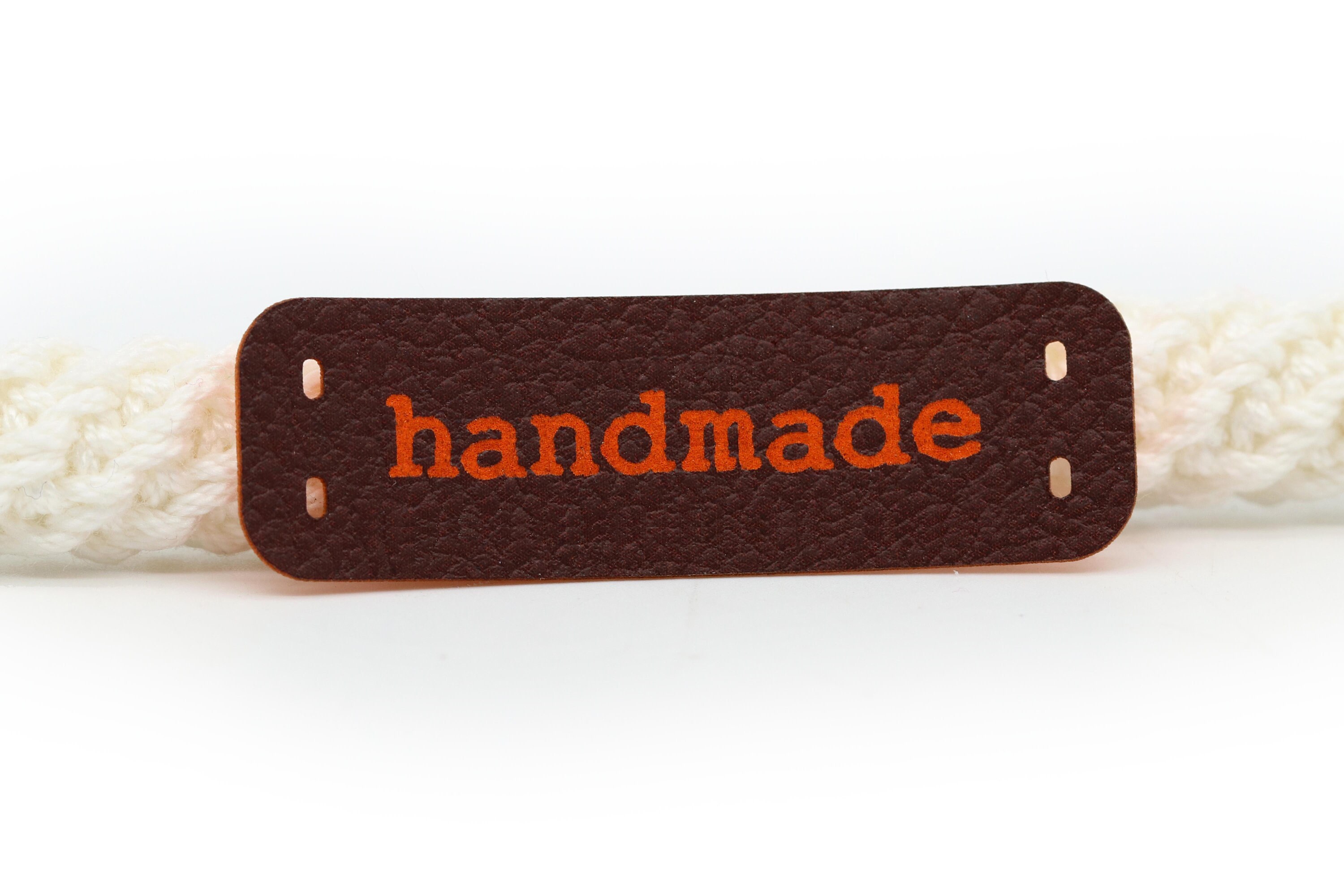  Round Leather Tags Handmade Labels - Black-Brown Mod. RO02 PU  Leather Labels for crochet, handmade labels for sewing and knitting Faux  Leather Tags Leatherette Pleather (Standard Text - 15 pieces) 
