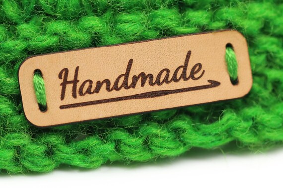 30pcs Personalized logo tags for crochet clothing Handmade Labels for  rivets Customize Center fold knitting craft items label
