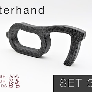 Eterhand (3x SET) Ferramenta ergonômica - Abridor de porta sem contato - Pressione o botão do chaveiro - Gancho para evitar contato com germes