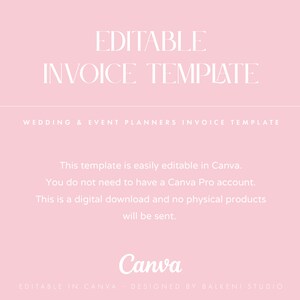invoice template for wedding planners event planners editable invoice canva template pink pretty elegant template for small business owner image 10