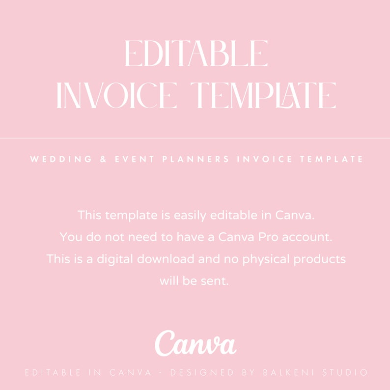 invoice template for wedding planners event planners editable invoice canva template pink pretty elegant template for small business owner image 10