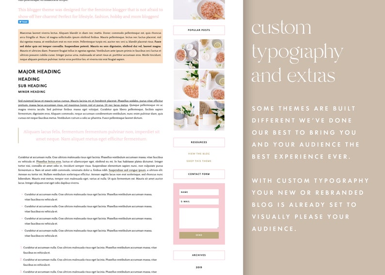 Responsive blogger theme, feminine pink blogger template, vintage theme, blogger design Belle Parker image 6