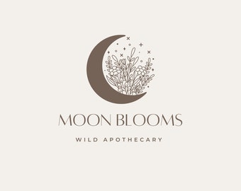 premade editable canva logo design holistic logo. instant download diy logo for small business, moon stars logo, feminine logo, apothecary