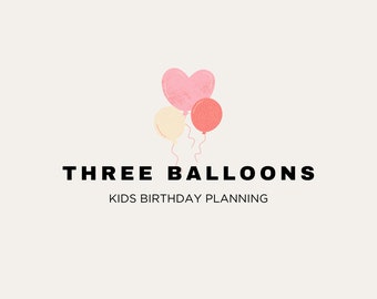 Logo verjaardagsevenement voor kinderen: canvassjabloon met drie ballonnen (digitale download)