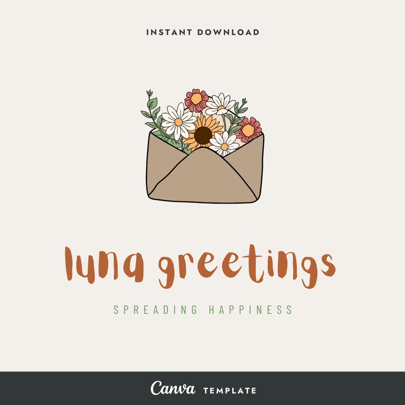 Greeting Cards Logo Handmade Cute Drawing Editable Logo Illustration