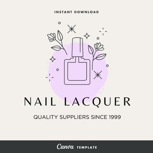 Nail Art Salon Logo Small Business Owner beauty Logo nail technician canva editable logo for nail tech artist premade logo for gel polish