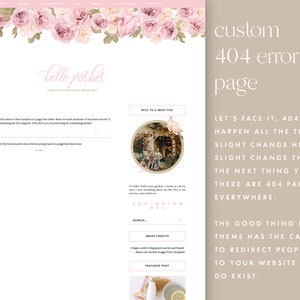 Responsive blogger theme, feminine pink blogger template, vintage theme, blogger design Belle Parker image 8