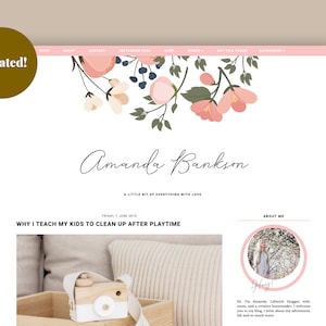 Amanda Bankson • Premade Blogger Theme for Feminine Blogs | Floral Design, Responsive, Minimalist