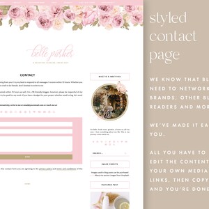 Responsive blogger theme, feminine pink blogger template, vintage theme, blogger design Belle Parker 画像 4