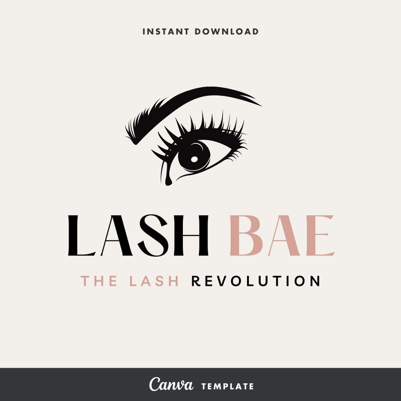 Editable Canva Logo Template for Luxury Lash Business Small Business