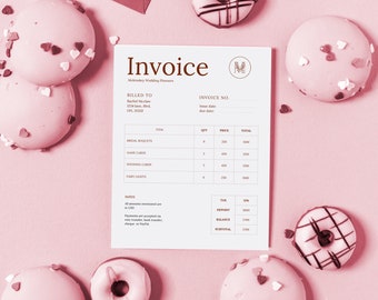 invoice template for wedding planners event planners editable invoice canva template pink pretty elegant template for small business owner