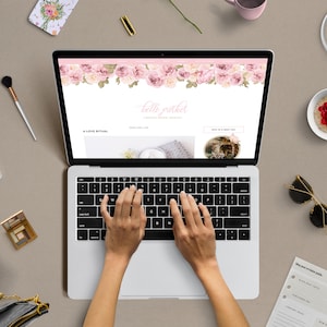 Responsive blogger theme, feminine pink blogger template, vintage theme, blogger design Belle Parker 画像 10