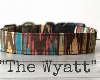 Last Chance!! DOG COLLAR, Made to Order, Aztec, Gender Neutral Dog Collar, Turquoise - The Wyatt