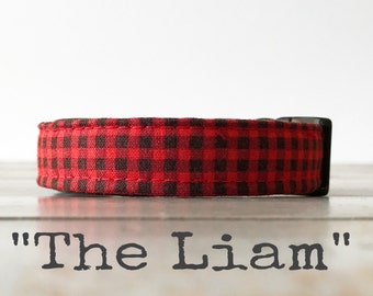 DOG COLLAR, Made to Order, Mini Buffalo Plaid, The Liam, Buffalo Check, Cool COLLAR, Gender Neutral Dog Collar, Cozy Collar