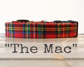 Plaid DOG COLLAR, Made to Order, Winter Dog Collar, Modern COLLAR, Classic Dog Collar, Gender Neutral Dog Collar, Cozy Collar